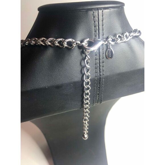 1079 CHICO'S silver tone chain mail bib statement necklace 19-23" - Picture 3 of 3